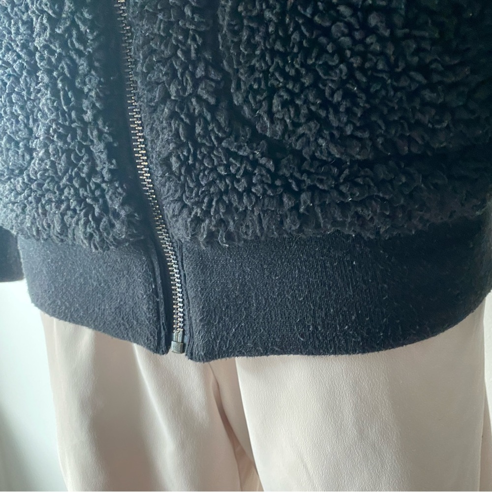 Aritzia Wilfred Free Teddy Sherpa Jacket Black XS | Cozy Zip Up Fleece Oversized - Picture 10 of 15